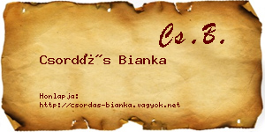 Csordás Bianka névjegykártya